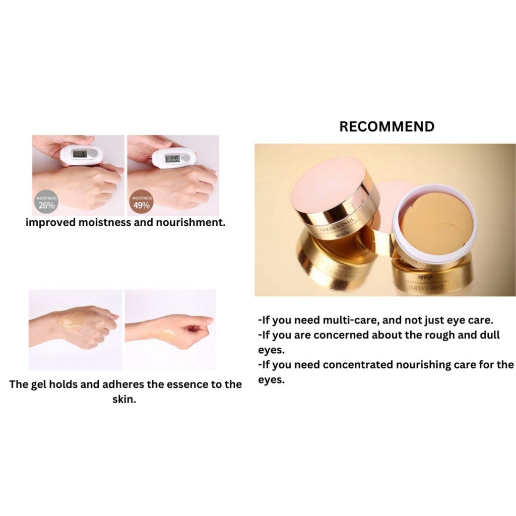 SKIN79 Golden Snail Intensive Essence Gel Eye Patch (60pcs) 83g/2.93 Oz | Concentrated Moisture Booster Skin Care Line Korean Skincare - Made In Korea