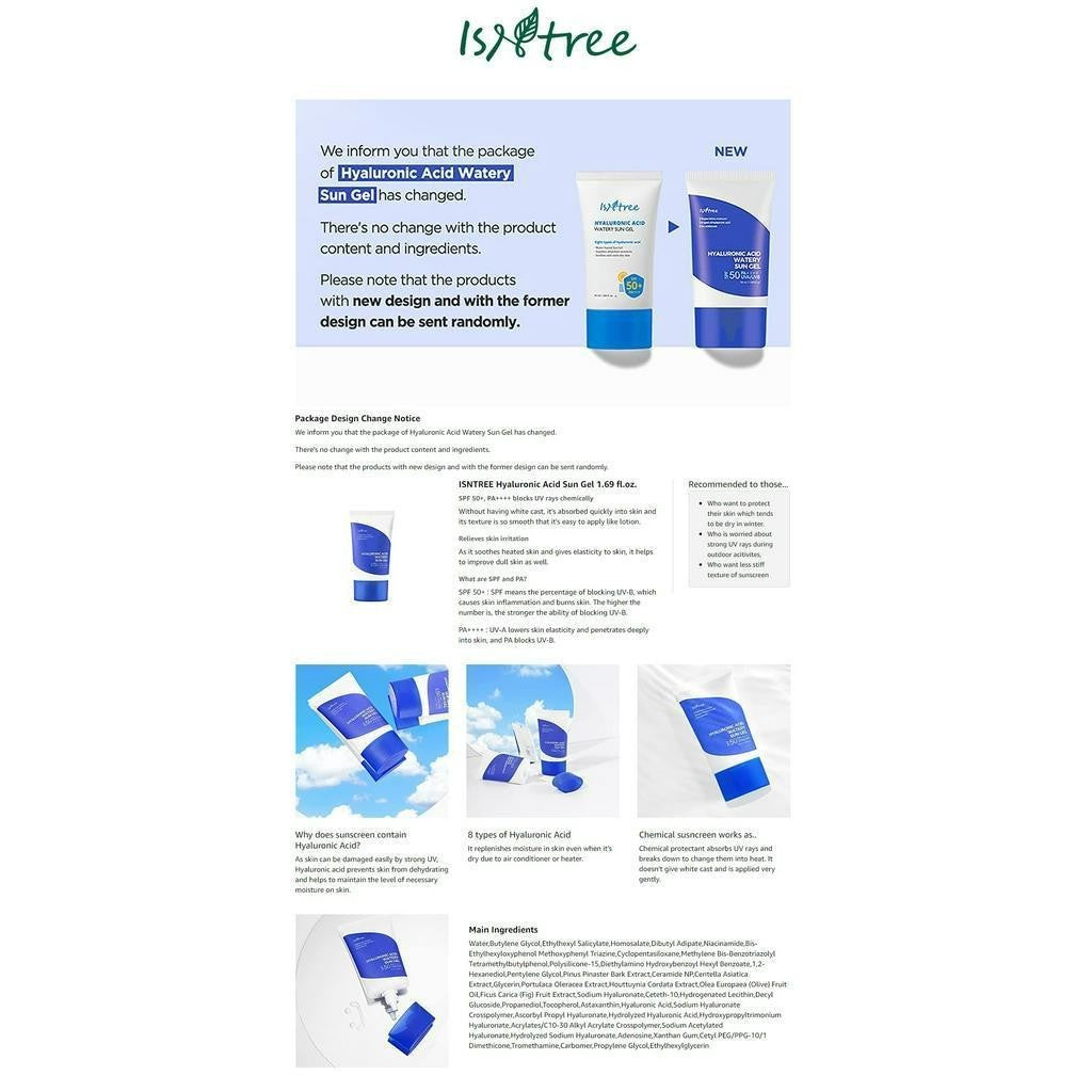 ISNTREE Hyaluronic Acid Watery Sun Gel 50ml