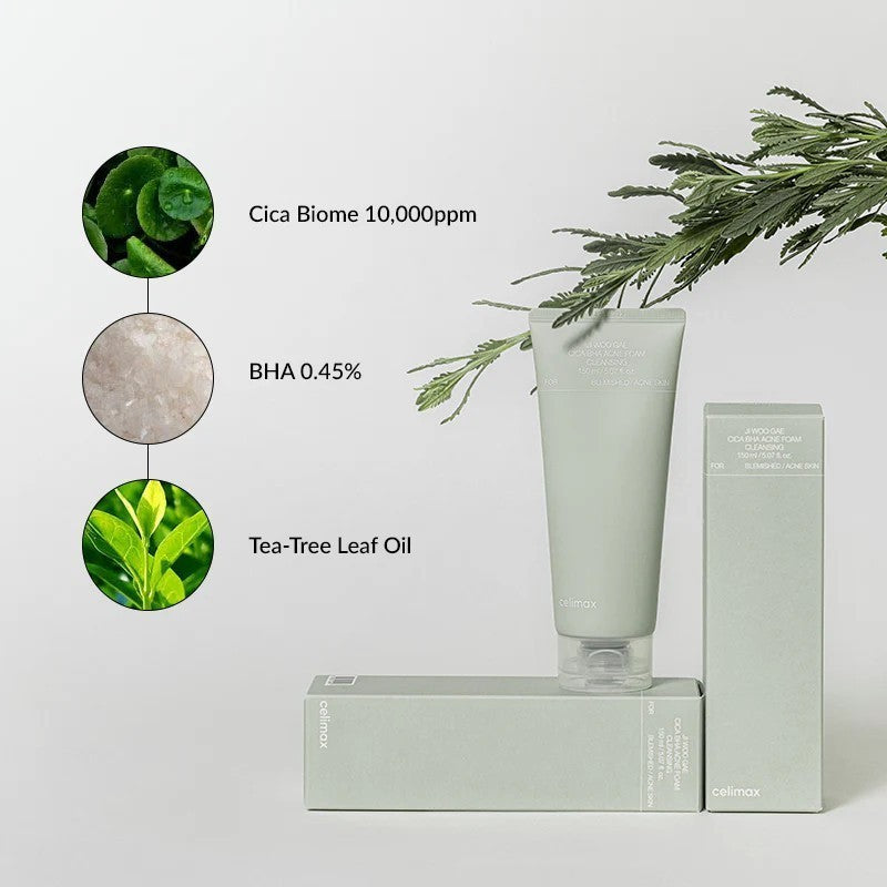 CELIMAX Ji Woo Gae Cica BHA Acne Cleansing Foam 150ml