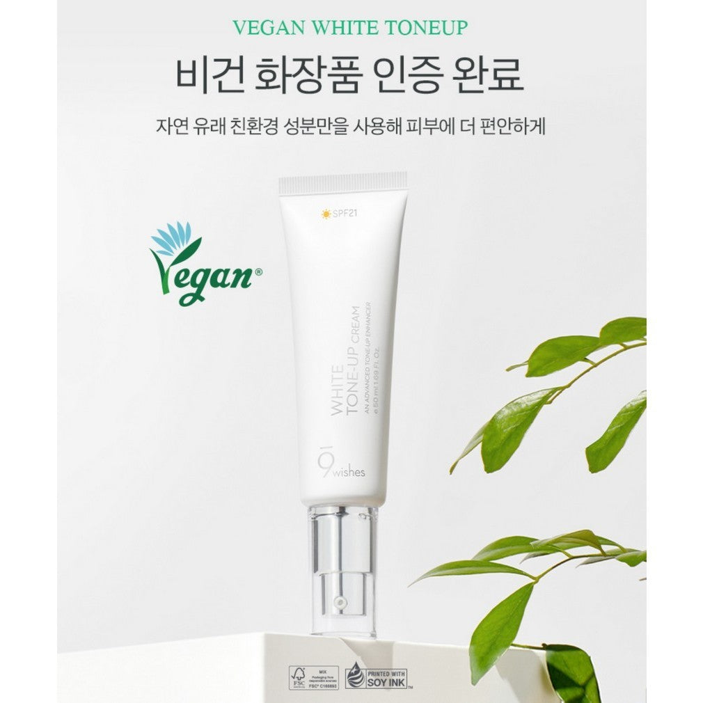 9WISHES Vegan White Tone Up Cream, 50mL 9 Wishes