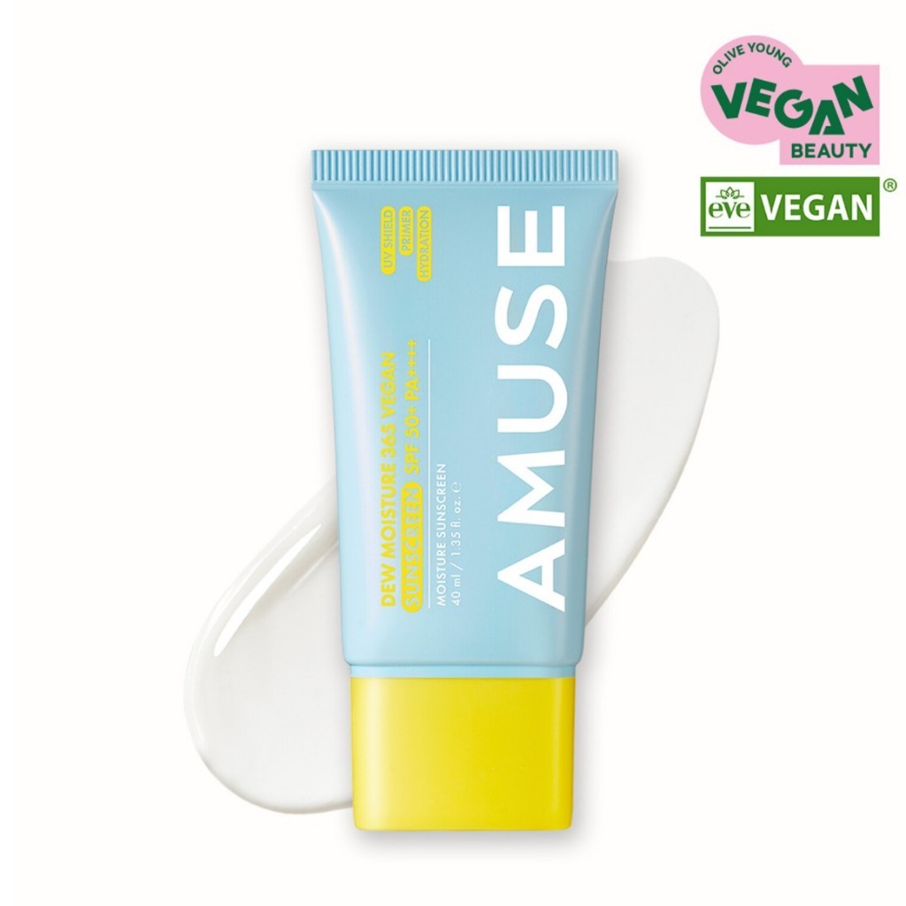 AMUSE 365 Vegan Sunscreen 40mL (2 Type) Dew Moisture / Beige Tone-Up | Vegan, SPF 50+ PA++++