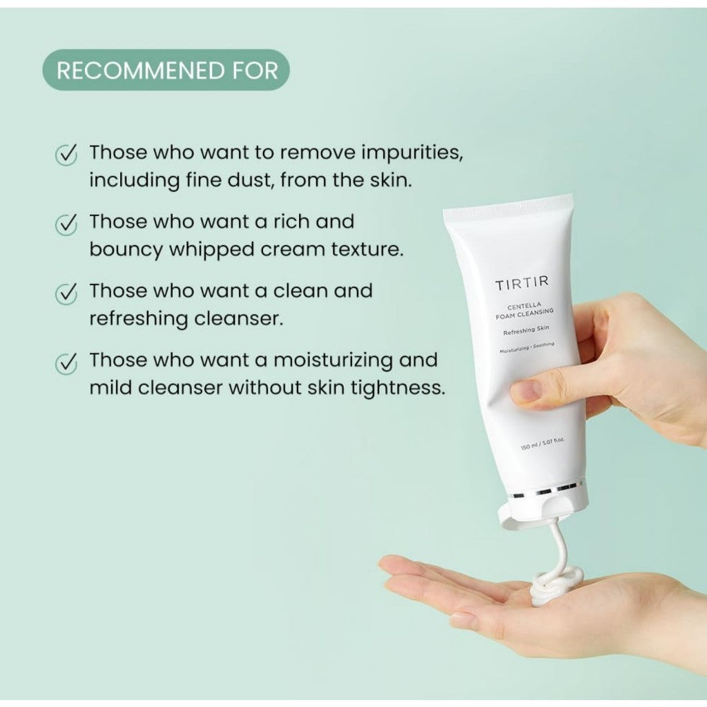 TIRTIR Centella Foam Cleansing, 150mL | Creamy Bubble with Centella Asiatica Extract, Mild Foam Cleanser