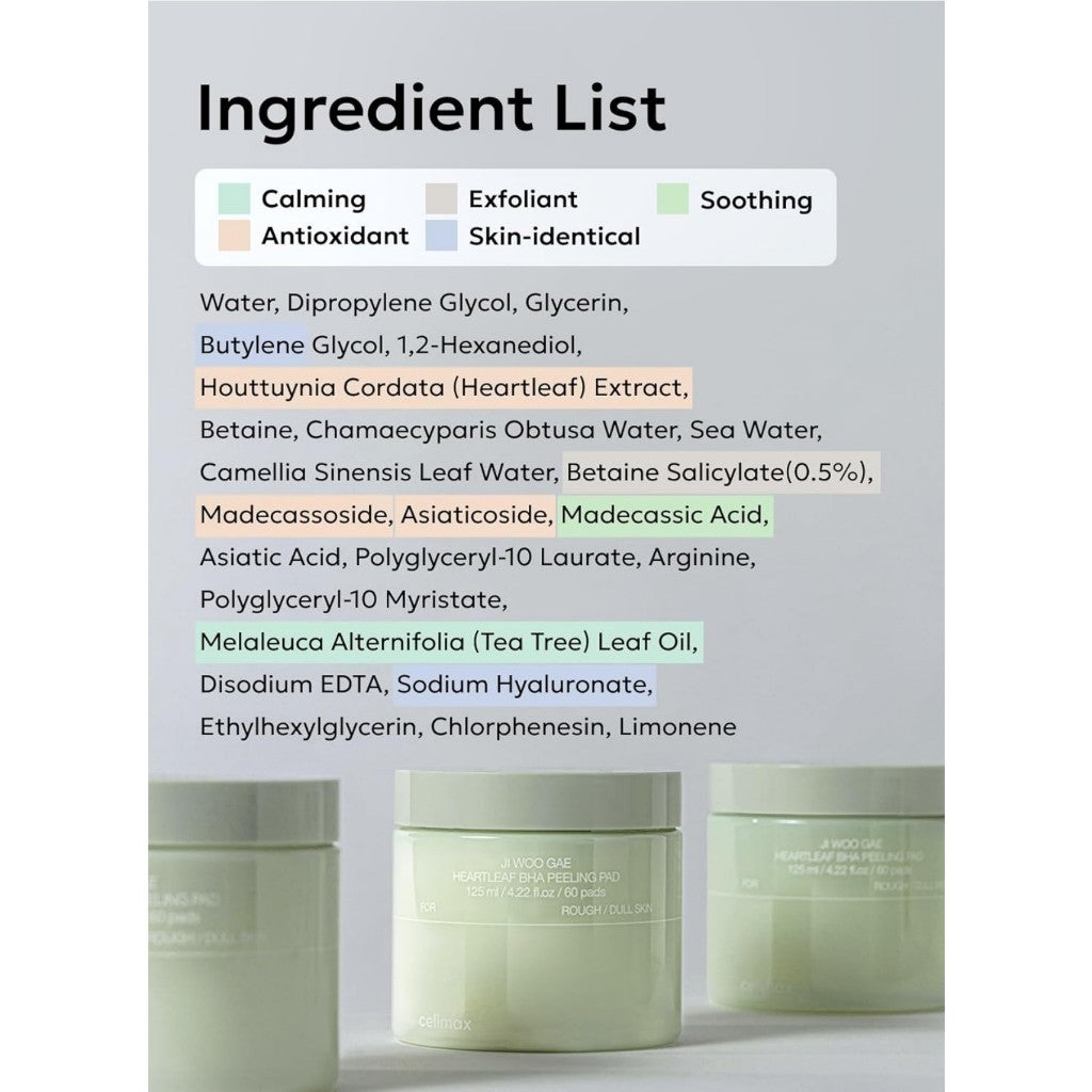 CELIMAX Ji.Woo.Gae Heartleaf BHA Peeling Pad 60 Pads 125ml