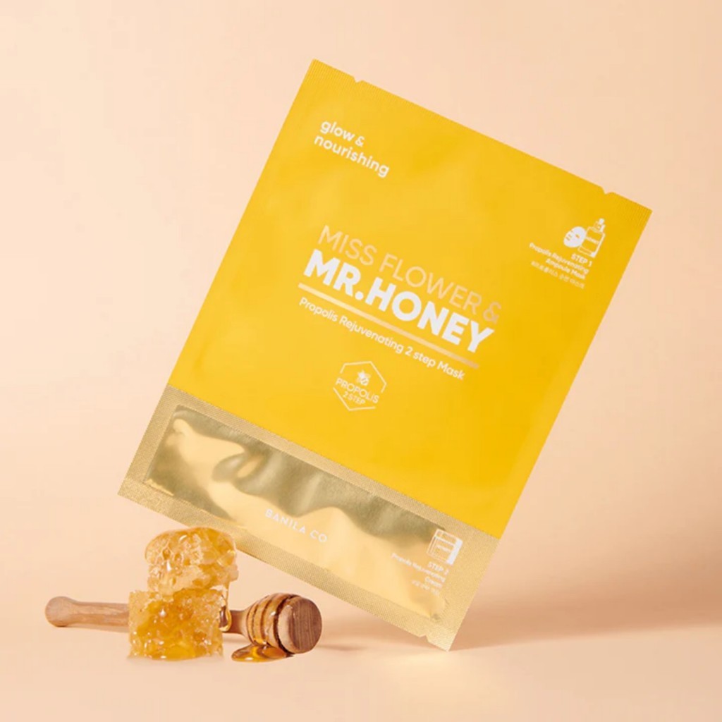 BANILA CO Miss Flower & Mr. Honey Propolis Rejuvenating 2 Step Mask, 1 Sheet (25mL+2mL)