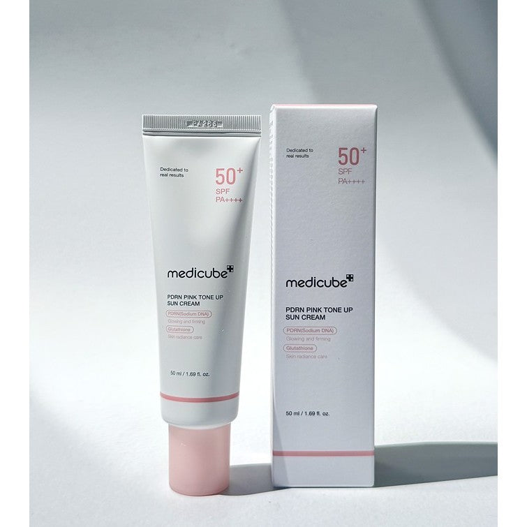MEDICUBE PDRN Pink Tone-up Sunscreen 50ml, Zero Pore Sun Serum 50ml