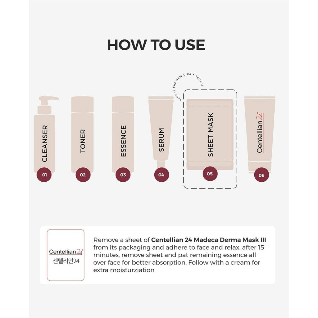 CENTELLIAN 24 Madeca Derma Face Mask (1box = 10pc) Soothing Cotton Sheet Mask for Sensitive