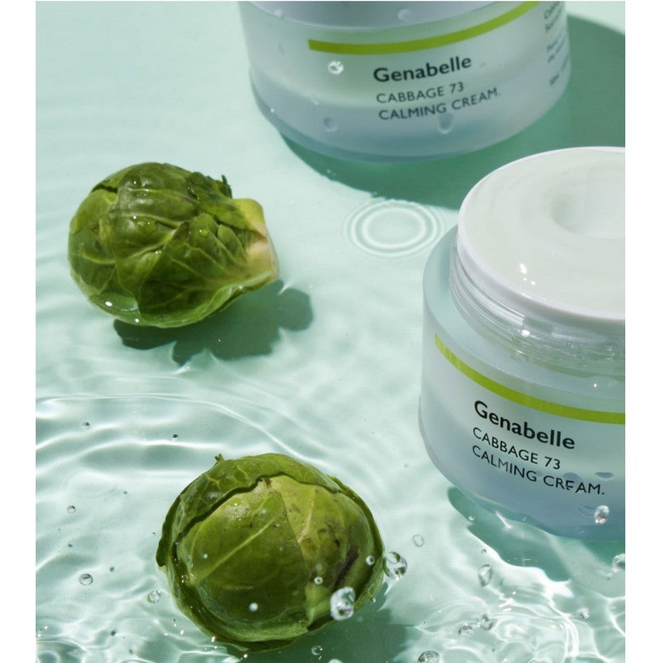 Genabelle Cabbage 73 Calming Cream, 50mL | Lightweight Watery-Type Moisturizer with CICA, Sucralfate, Hyaluronic Acid