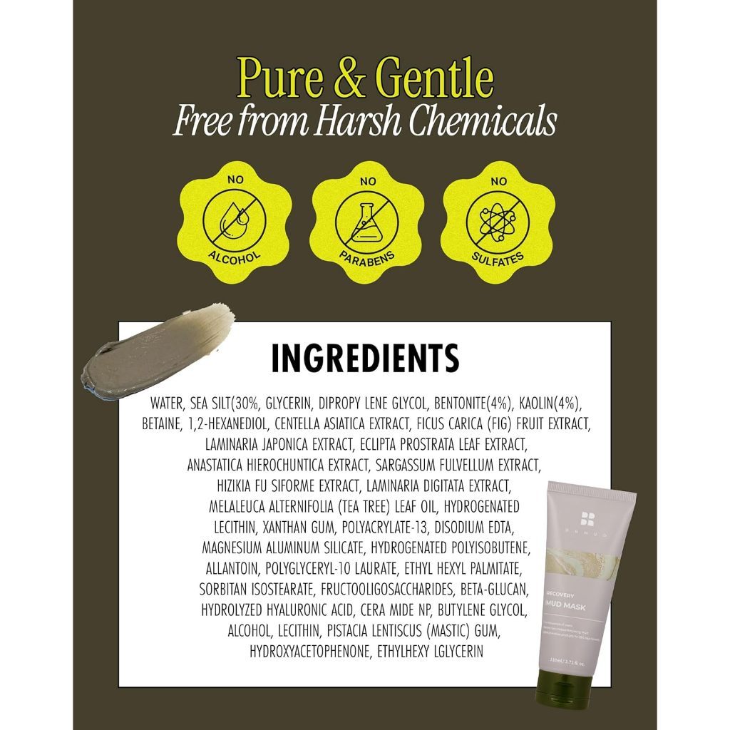 BRMUD Recovery Mud Clay Face Mask 110ml | Hydrating & Moisturizing Pore Cleanser Korean Mask