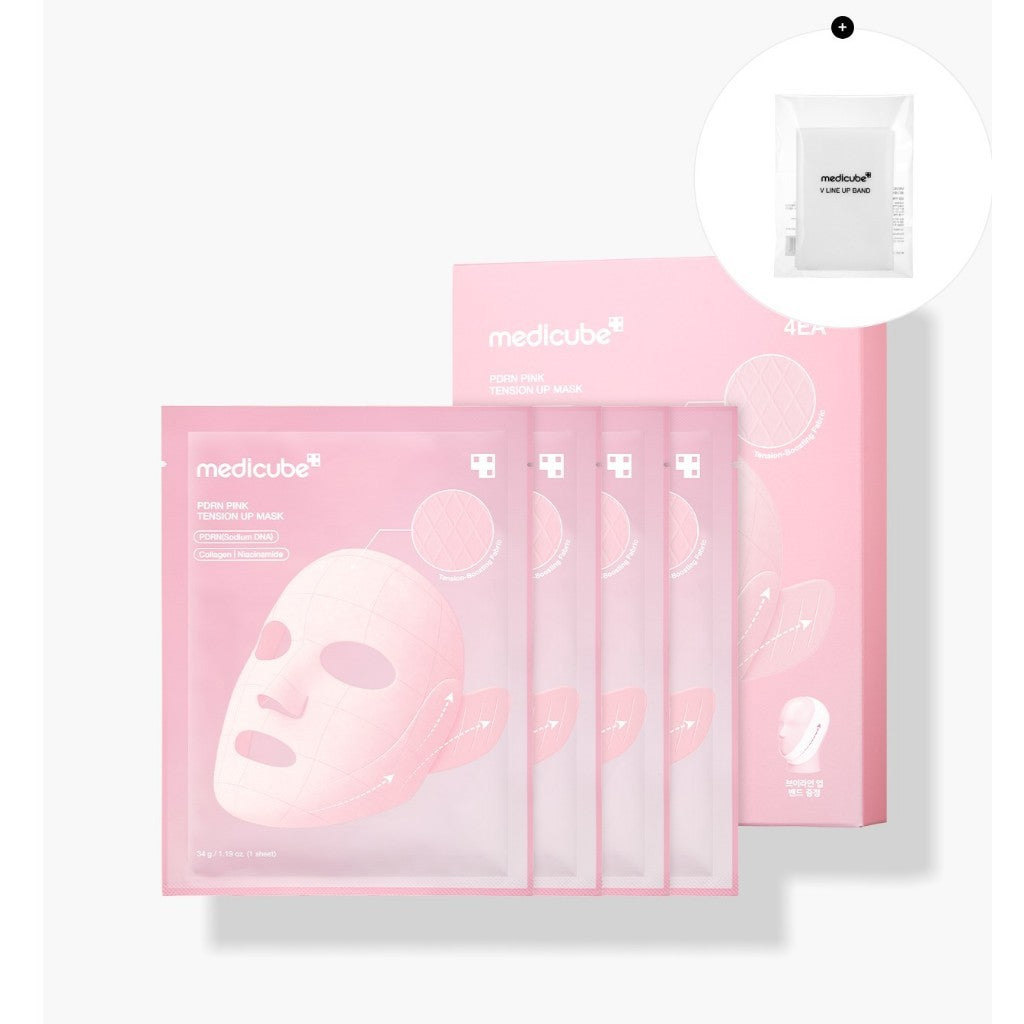MEDICUBE PDRN Pink Tension Up Mask Set (4 sheets + V-line up band)