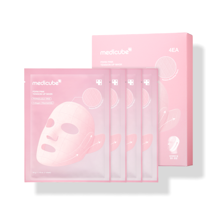 [SET] MEDICUBE PDRN Pink Tension Up Mask Set (4 sheets + V-line up band)