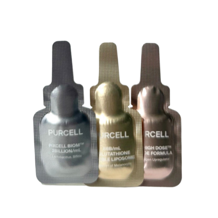 PURCELL High Dose™ SAMPLE SET, 1ml Each * 3Types (Pixcell Biom™, Peptide Formula, L-Glutathione Liposome)