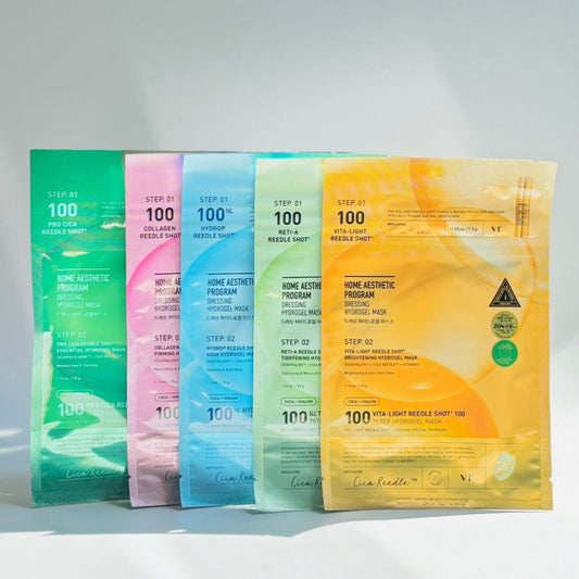 VT Reedle Shot 100 2-Step Hydrogel Mask (Step 1: 1.5 g / Step 2: 33 g) 5 Types (Reti-A / Collagen / Pro Cica / Vita-Light / Hydrop)