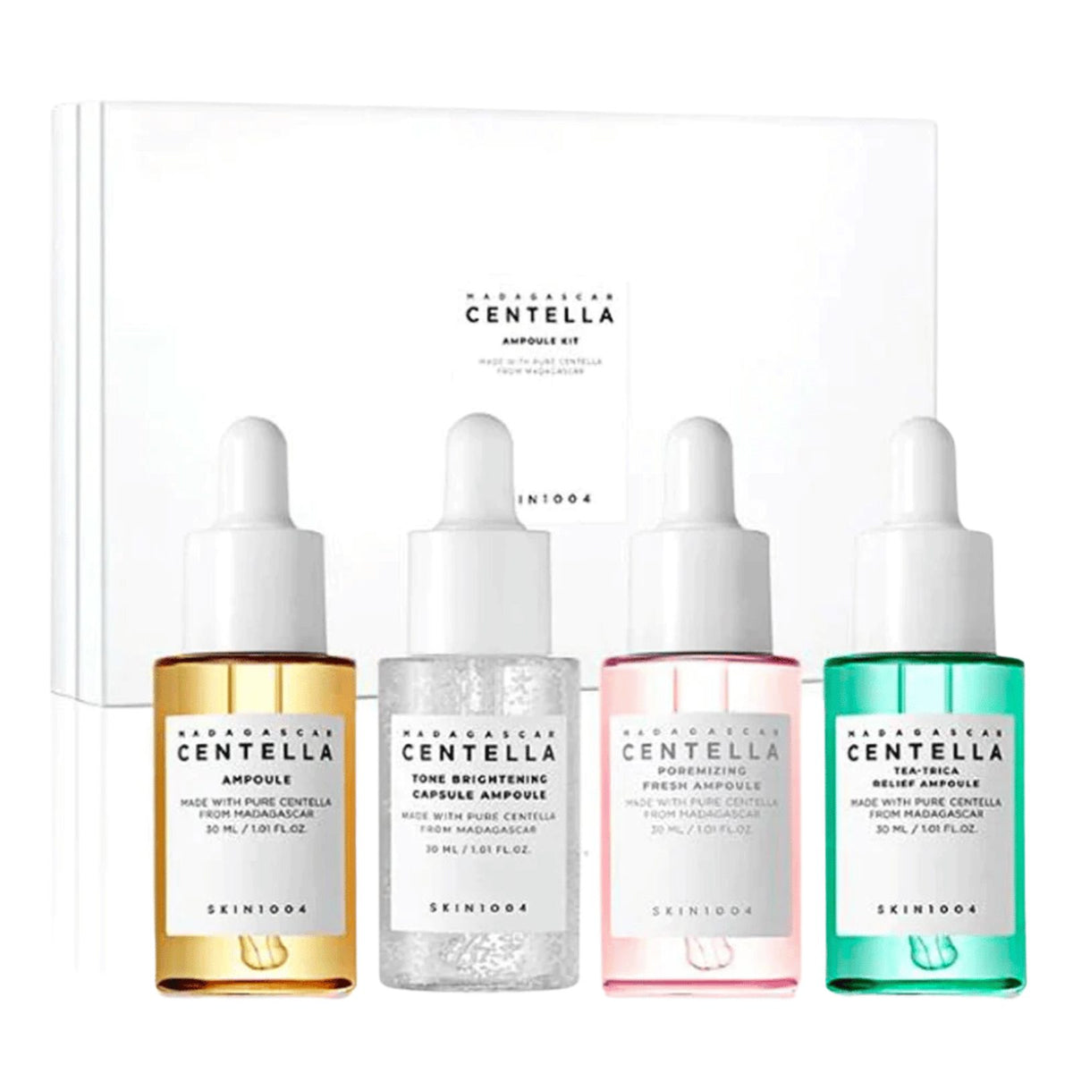 [KIT] SKIN1004 Madagascar Centella Ampoule Kit 30ml*4 (Centella + Tone Brightening + Poremizing Fresh + Tea-Trica Relief)