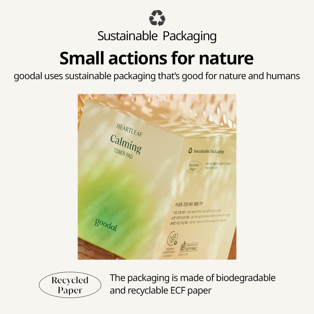 GOODAL Heart Leaf Calming Toner Pad for All Skin Types, Houttuynia Cordata Intense Calming Care, Deeply Moisturizing, Instantly Hydrating, and Toning
