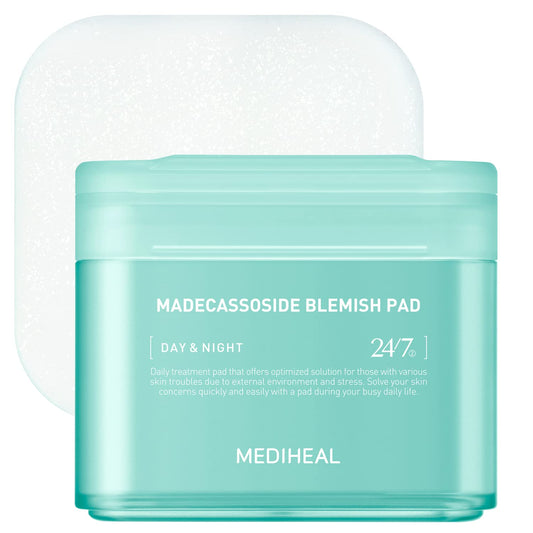 MEDIHEAL Madecassoside Blemish Pad - Square Cotton Facial Toner Pads with Centella Asiatica & Madecassoside – Anti Blemish Face Pads to Improve Uneven Skin Tone - Vegan Face Gauze Pads, 100 Pads