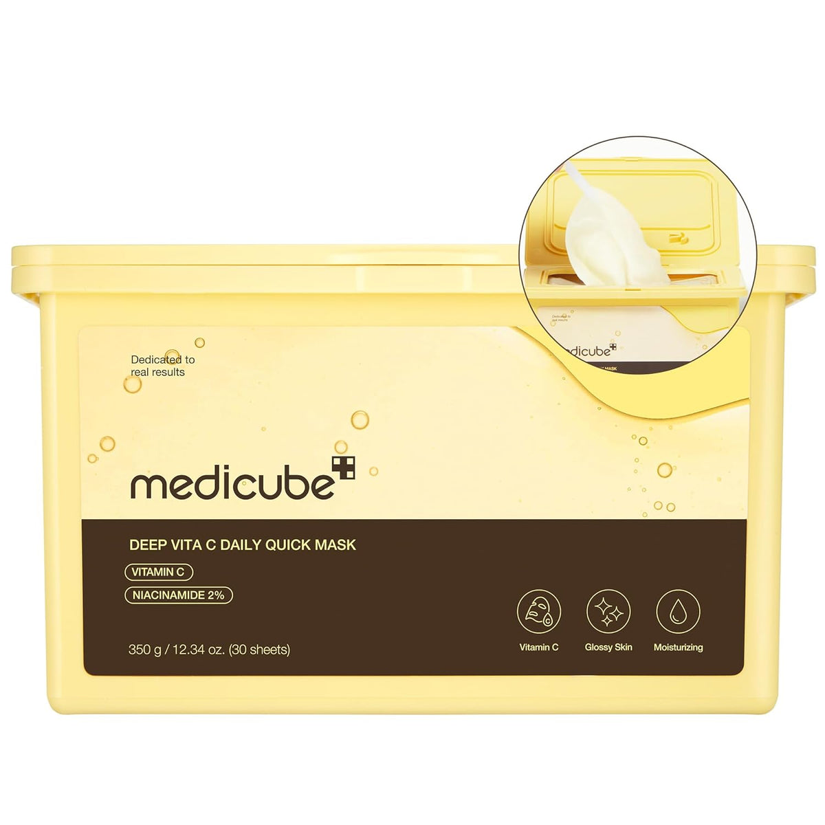 MEDICUBE Máscara facial diária de ação rápida com vitamina C e efeito profundo - 30 unidades 