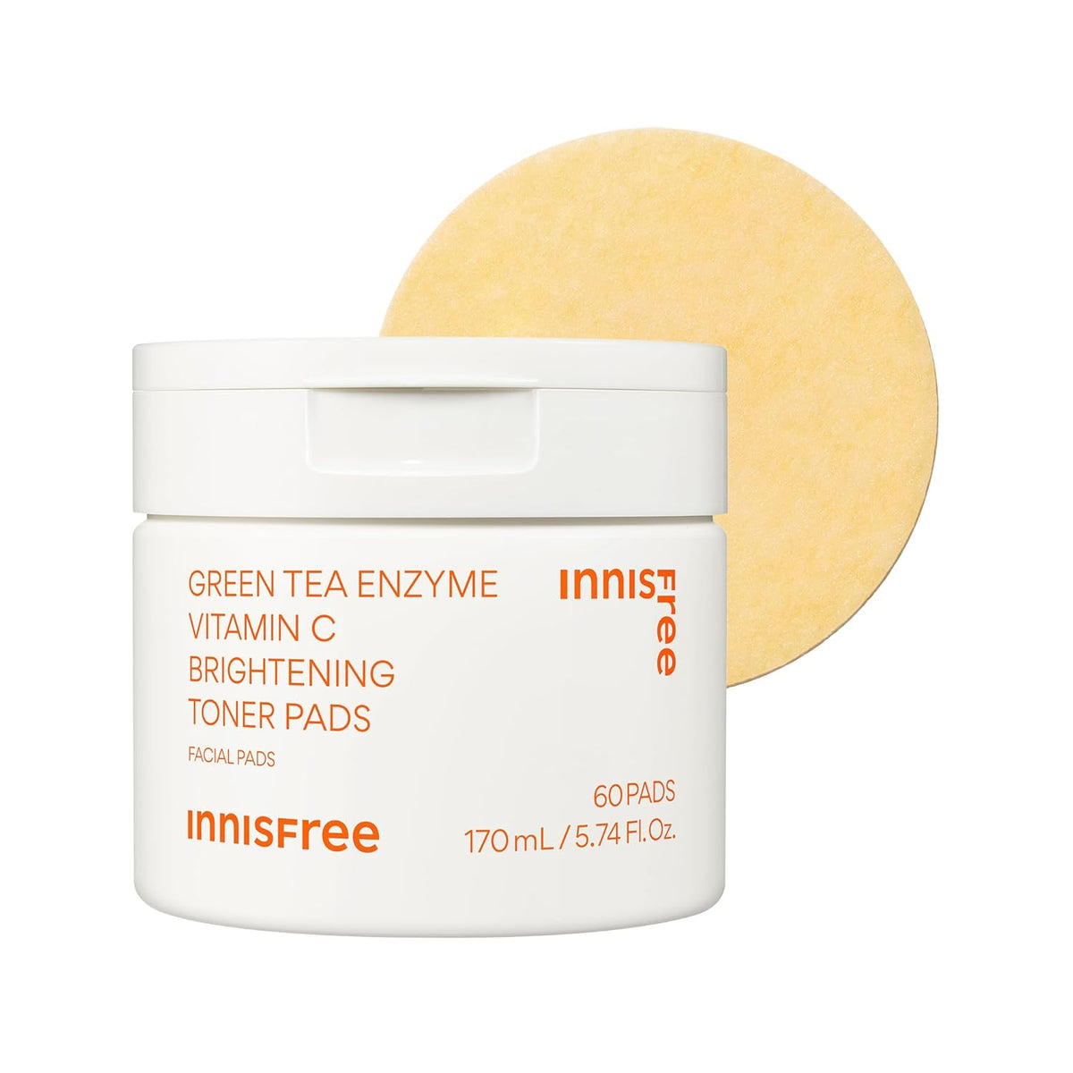 Innisfree Vitamin C Green Tea Enzyme Brightening Pad 60 unidades