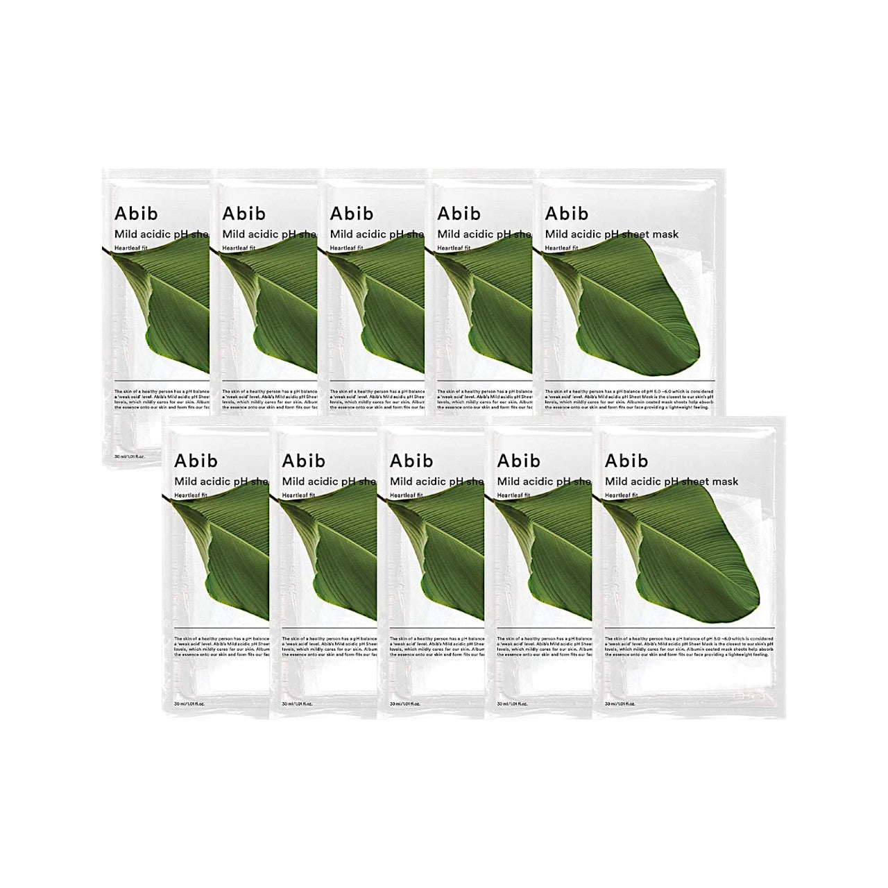 [SET] Abib Mild Acidic pH Heartleaf Fit Sheet Mask 30ml*10 Sheets