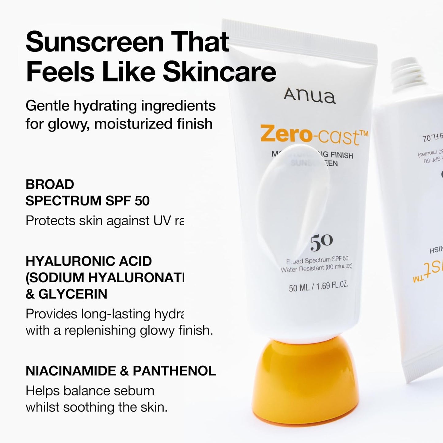 ANUA Zero Cast Moisturizing Finish Sunscreen SPF50+ PA++++ 50ml