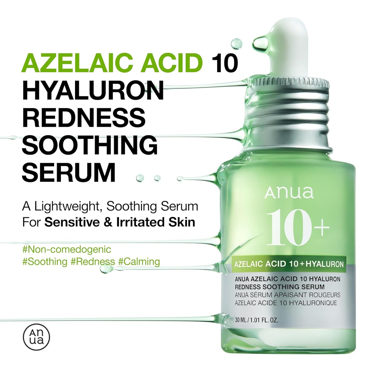 Azelaic Acid 10 Hyaluron Redness Soothing Serum, 30mL