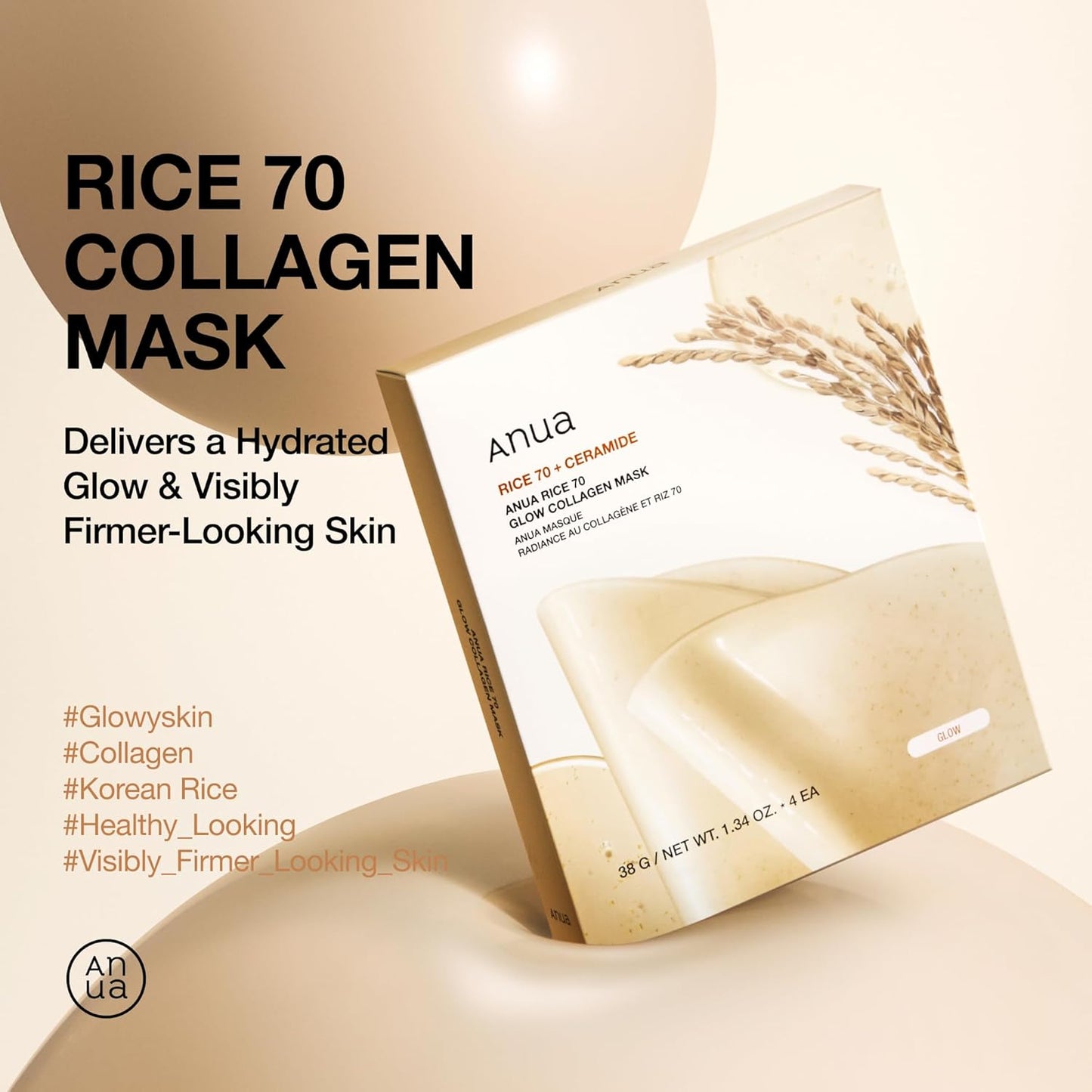 ANUA Rice 70 Glow Collagen Mask (2 Options)