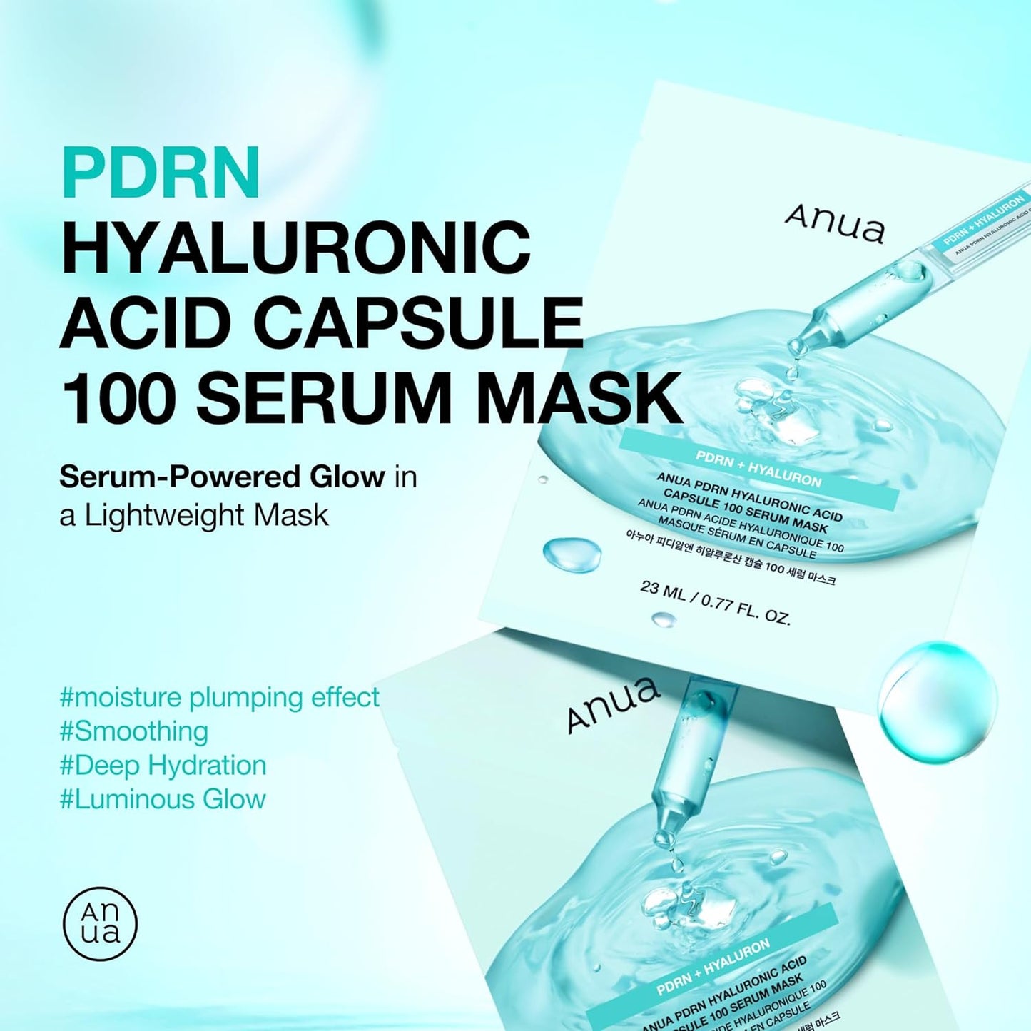 ANUA PDRN Hyaluronic Acid Capsule 100 Serum Mask 23ml 1 Sheet