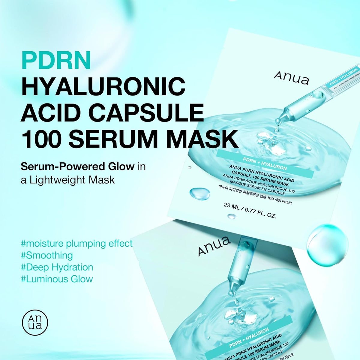 ANUA PDRN Hyaluronic Acid Capsule 100 Serum Mask 23ml 1 Sheet