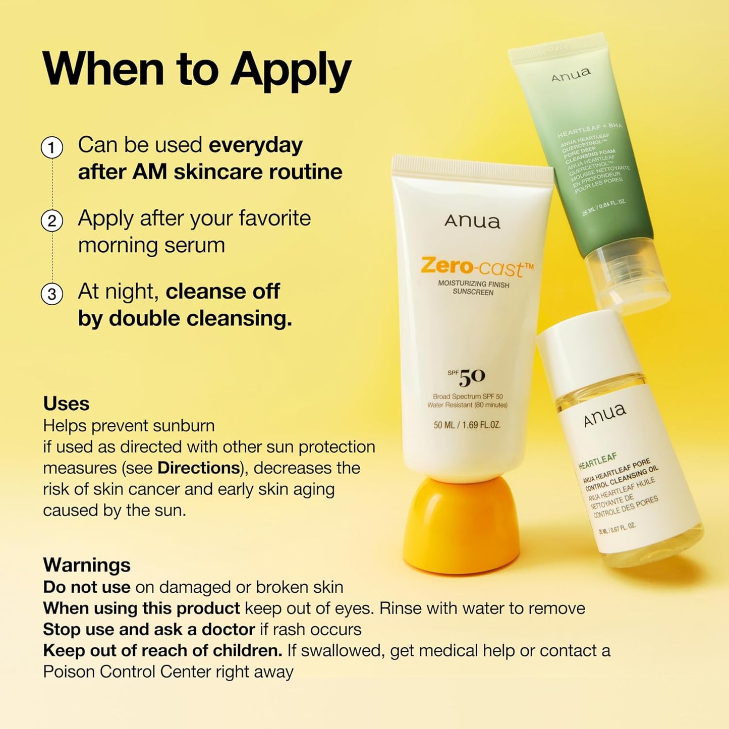 ANUA Zero Cast Moisturizing Finish Sunscreen SPF50+ PA++++ 50ml