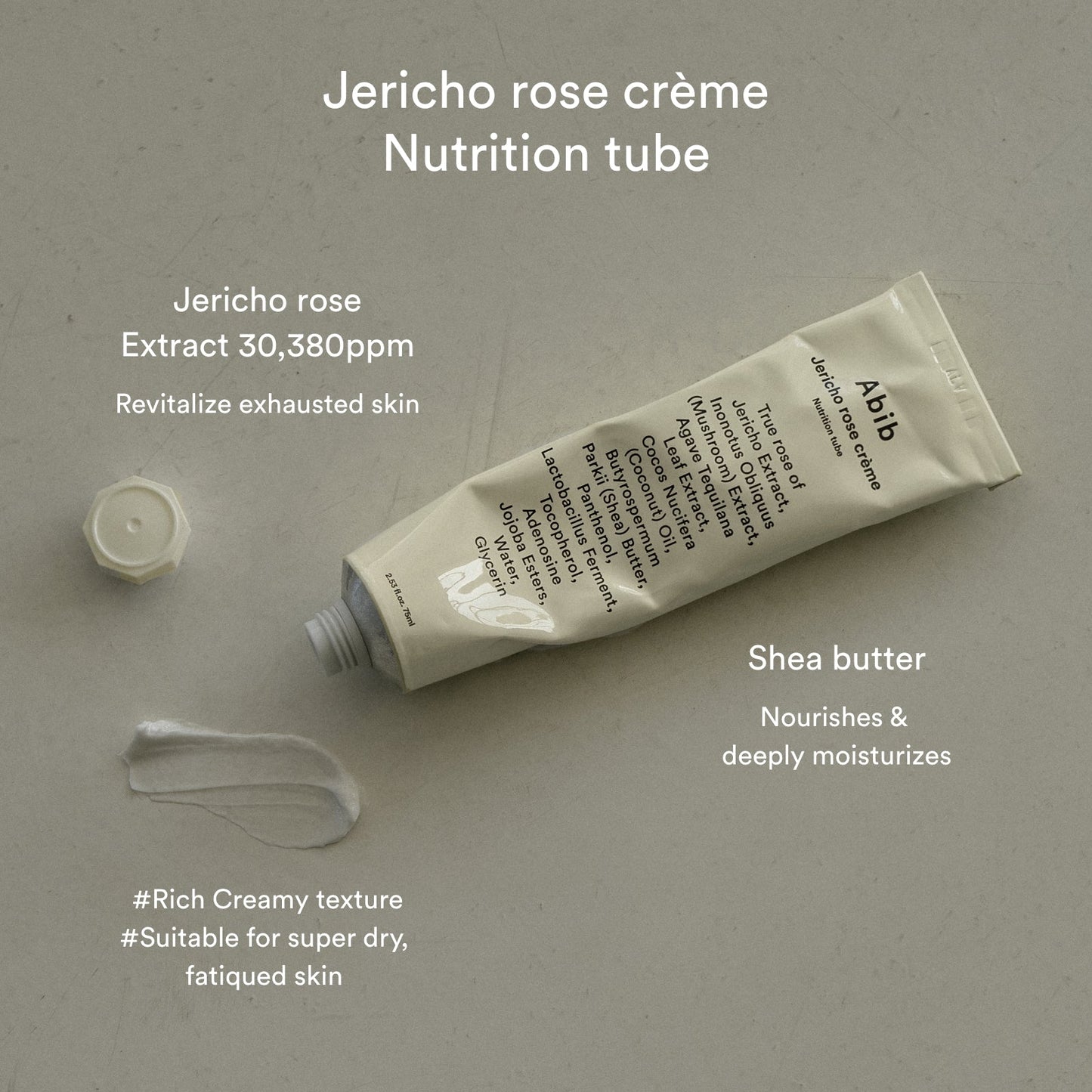 Abib Jericho Rose Creme Nutrition Tube 75mL 1+1 Special Set (Special Gift: Jericho Rose Collagen Pad 4P)