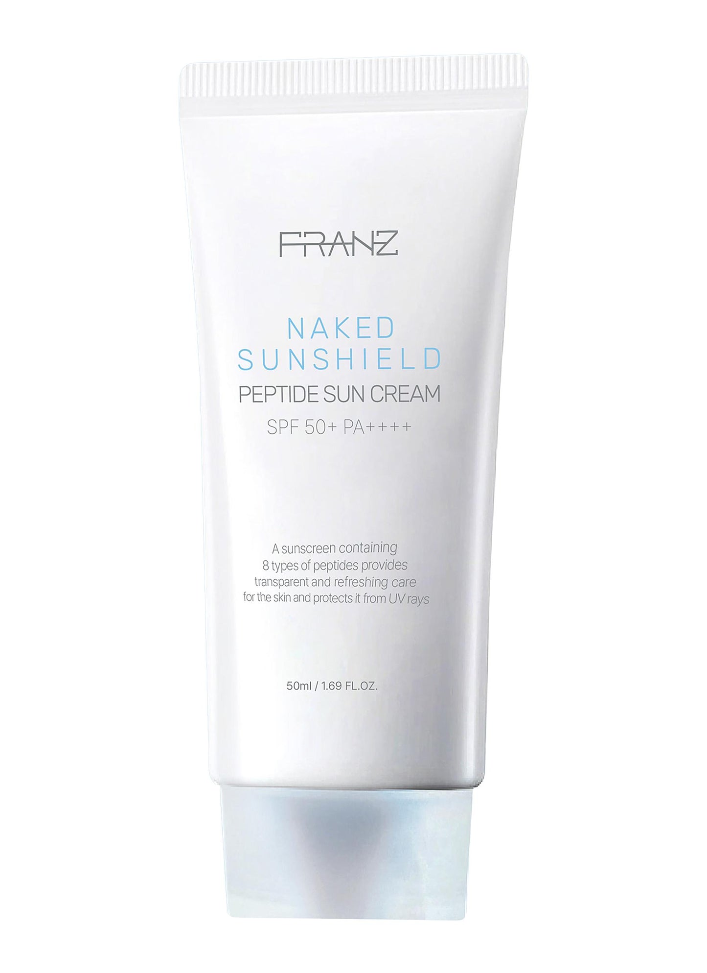FRANZ Naked Sunshield Peptide Sun Cream for Sun Care, 50mL | SPF50+, PA++++ | Peptide complex, Niacinamide, Adenosine