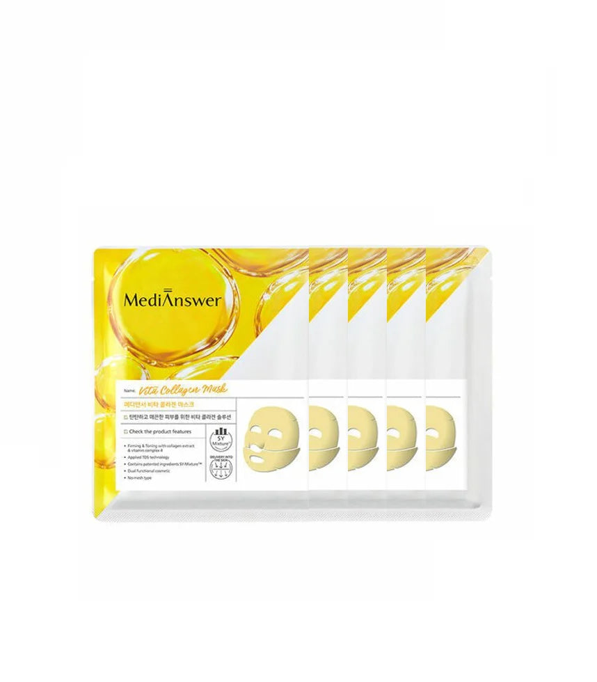 MEDIANSWER Vita Collagen Face, Neck Mask 1box(5 sheets) / 2type