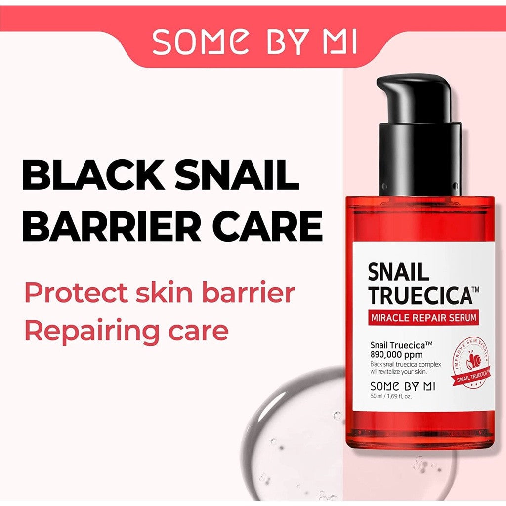 SOME BY MI Snail Trucica Miracle Repair Serum  1.69Oz/50ml , Made from Black Snail Mucin, Damaged Skin Solution, Strengthen Skin Barrier and Elasticity, Korean Skin Care