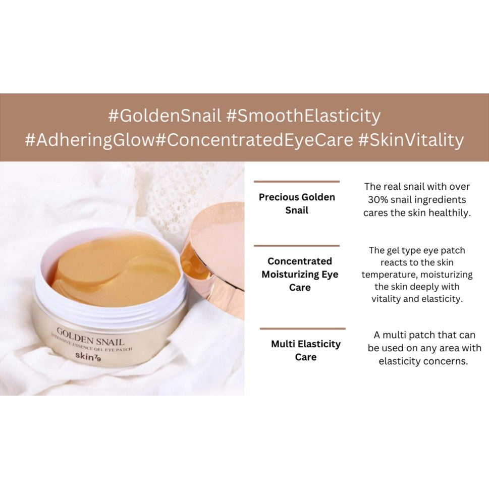SKIN79 Golden Snail Intensive Essence Gel Eye Patch (60pcs) 83g/2.93 Oz | Concentrated Moisture Booster Skin Care Line Korean Skincare - Made In Korea