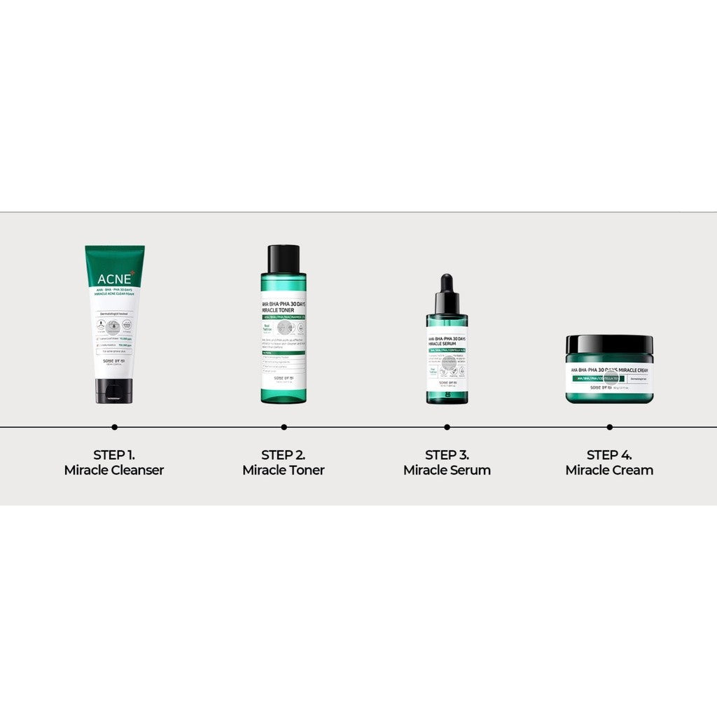 SOME BY MI AHA BHA PHA 30 Days Miracle Toner  5.07Oz/150ml  Made from Tea Tree Leaf Water for Sensitive Skin, Mild Exfoliating Daily Facial Toner, Korean Skin Care