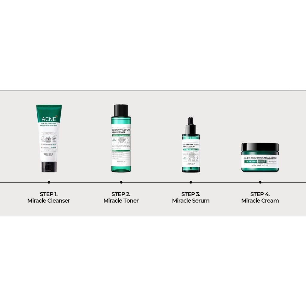 SOME BY MI AHA BHA PHA 30 Days Miracle Toner  5.07Oz/150ml  Made from Tea Tree Leaf Water for Sensitive Skin, Mild Exfoliating Daily Facial Toner, Korean Skin Care