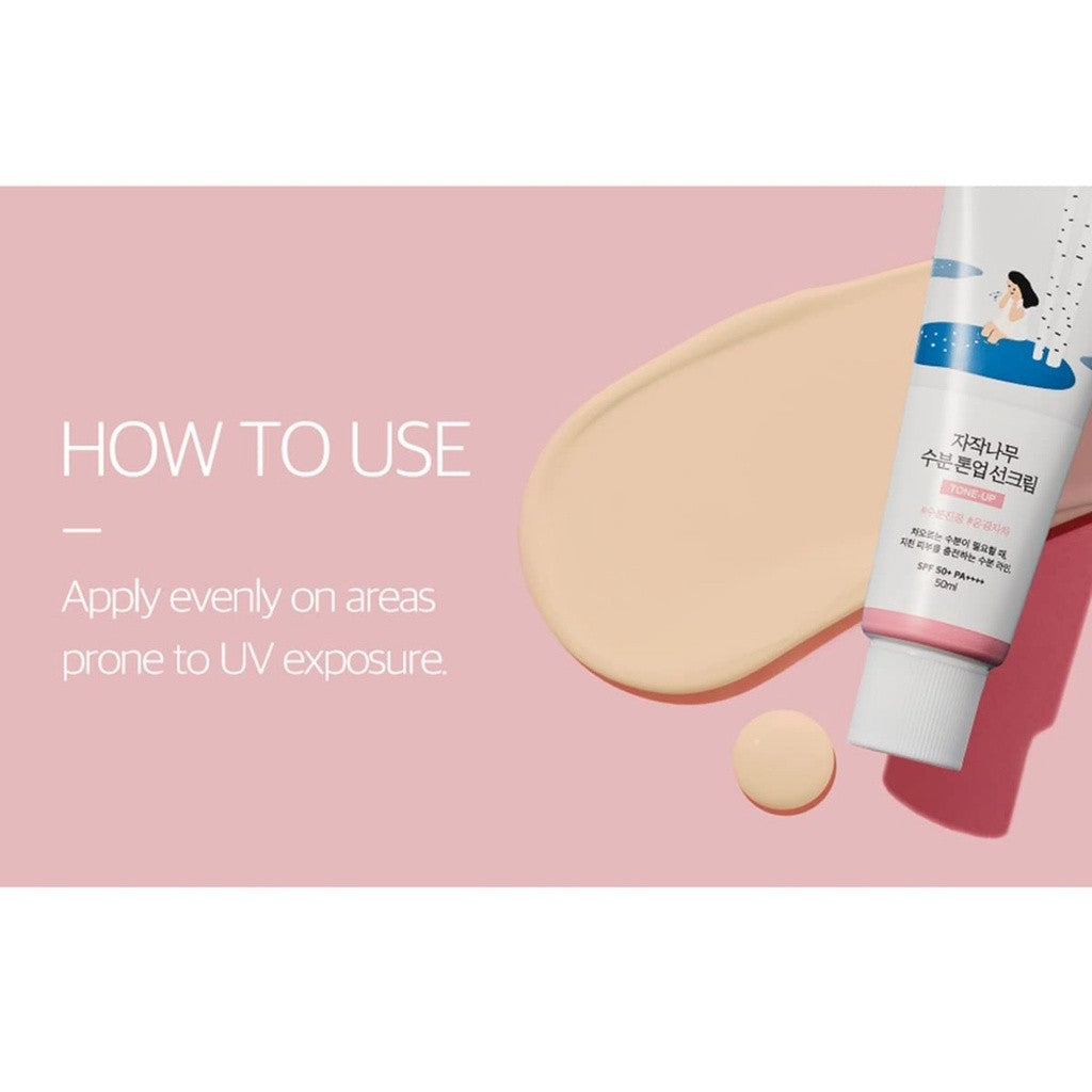 ROUND LAB Birch Juice Moisturizing Tone Up Sunscreen 1.69 Fl.Oz/50mL, No White Cast, Strong UV Protection, Moist Essence Type, Ocean Friendly-Reef Safe