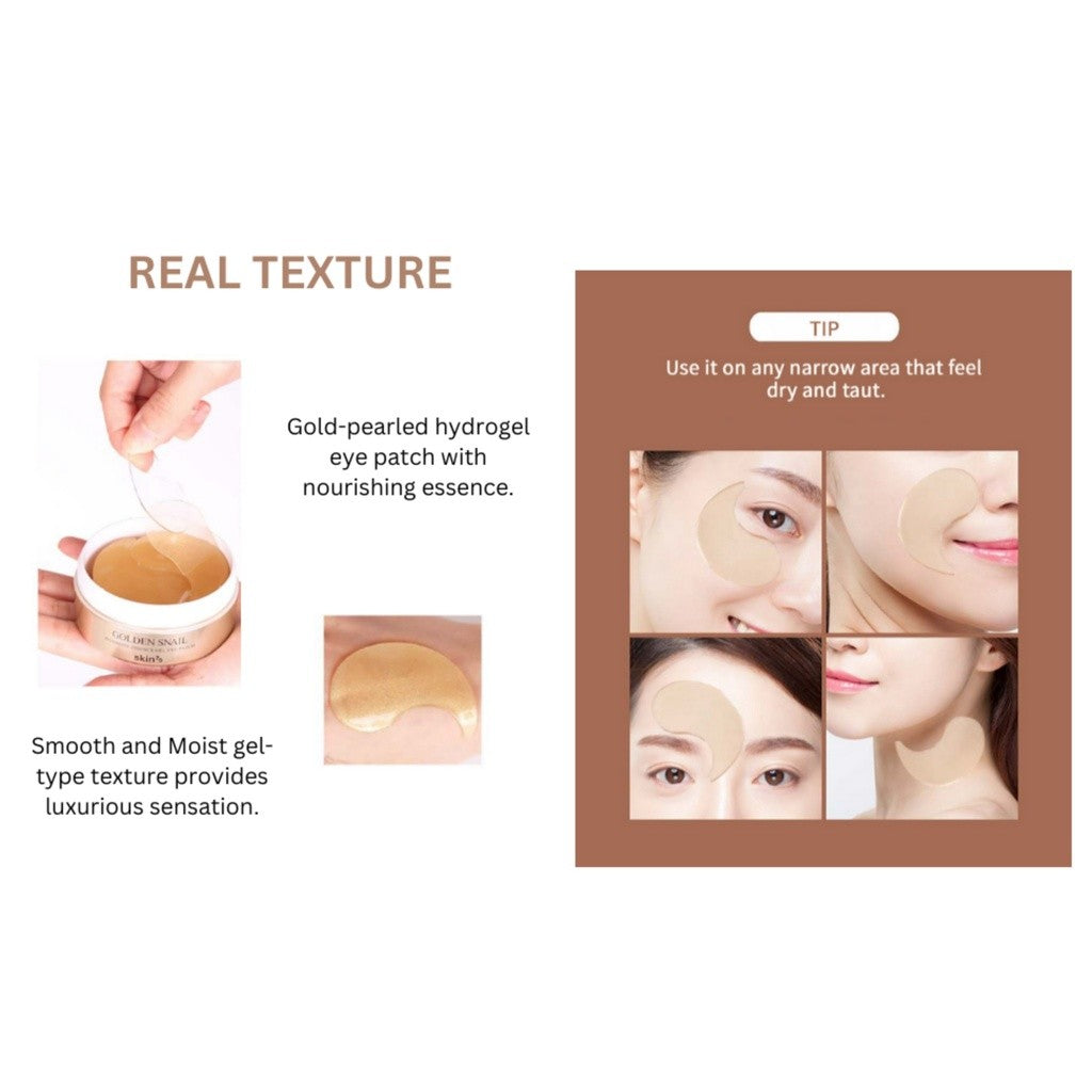 SKIN79 Golden Snail Intensive Essence Gel Eye Patch (60pcs) 83g/2.93 Oz | Concentrated Moisture Booster Skin Care Line Korean Skincare - Made In Korea