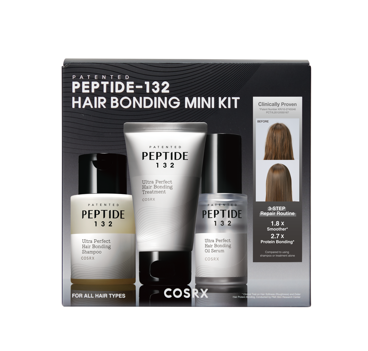 COSRX Peptide-132 Hair Bonding Mini Kit ( Shampoo 100ml, Treatment 60ml, Oil Serum 28ml )