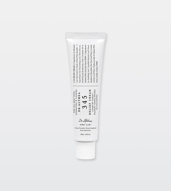 White Dr. Althea 345 Relief Cream tube on a light background