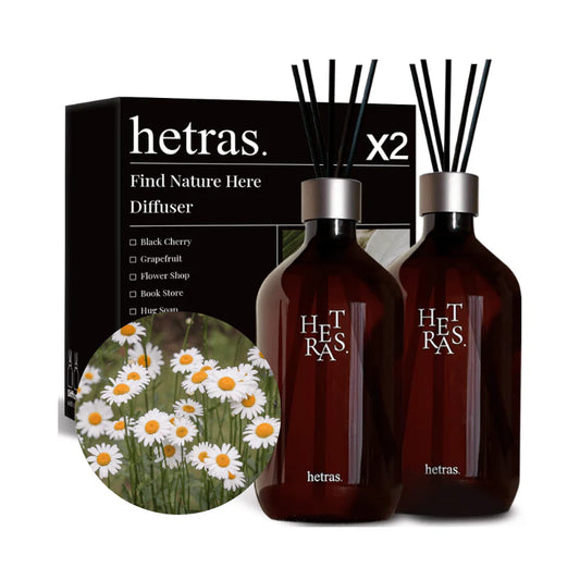 [HETRAS] Premium Reed Diffuser: Set of 2 x 16.9oz (1,000 ml) Large Capacity | Fragrance Oil Diffuser & Sticks for Home & Office & Bathroom Decor
