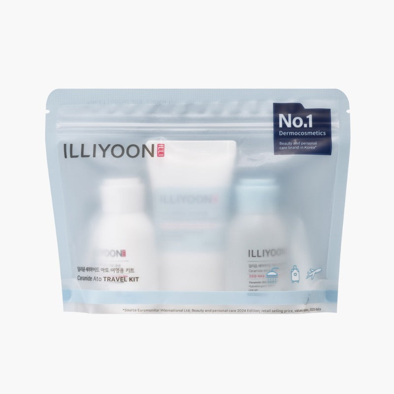 ILLIYOON Ceramide Ato Travel Kit │ Lotion 50ml + Wash 50ml + Cream 30ml