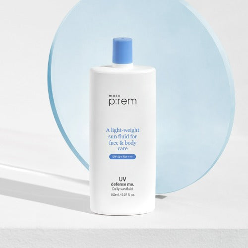 [MAKE PREM] UV Defense Me Daily Sun Fluid, 150mL | Vegan Non-greasy Calming Hydrating SPF 50+ PA++++ make p:rem