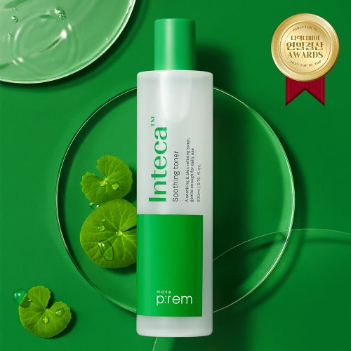 MAKE PREM INTECA Intensive Soothing CICA Facial Toner, 200mL | Sub-Acidic 5.5pH PHA Mild Exfoliating Vegan