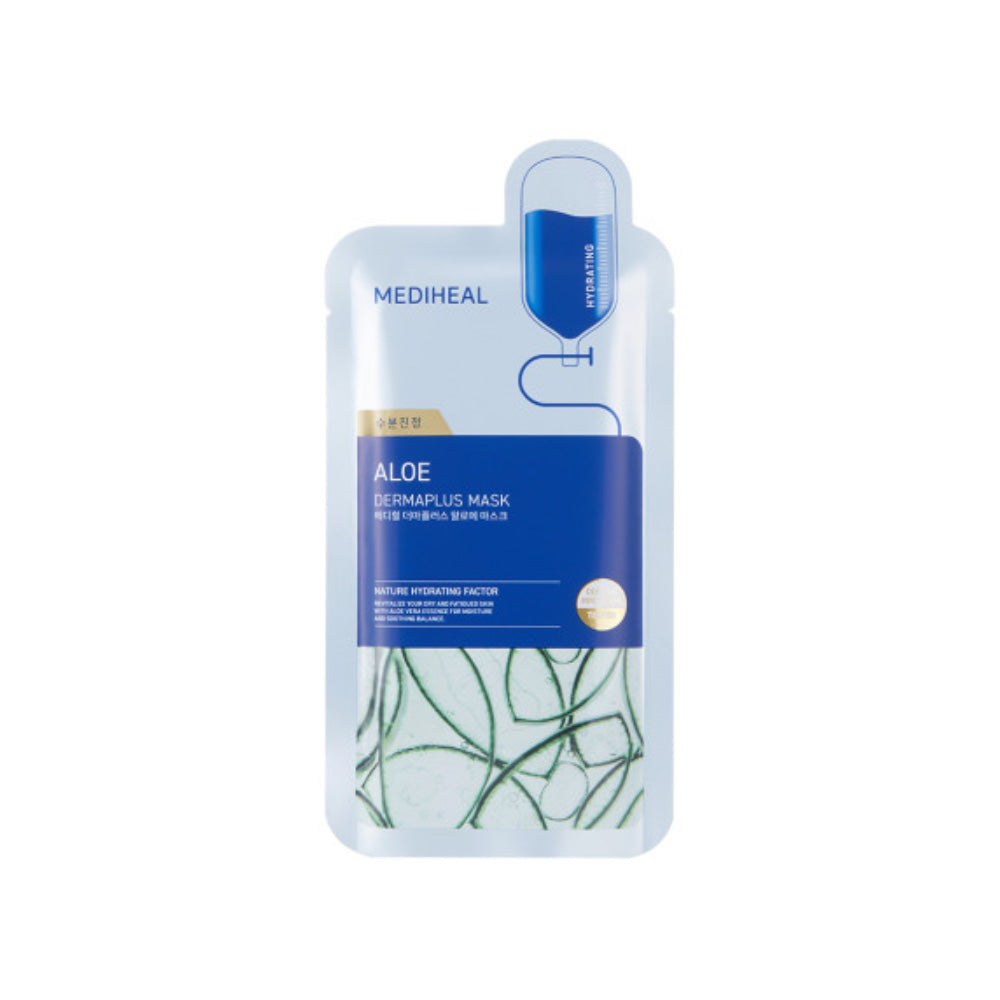 MEDIHEAL Mascarilla Derma Plus 1 Unidad (7 Tipos) │ Mandarina Verde / Cica / Hialurónico / Propóleo / Aloe / Houttuynia / Abedul