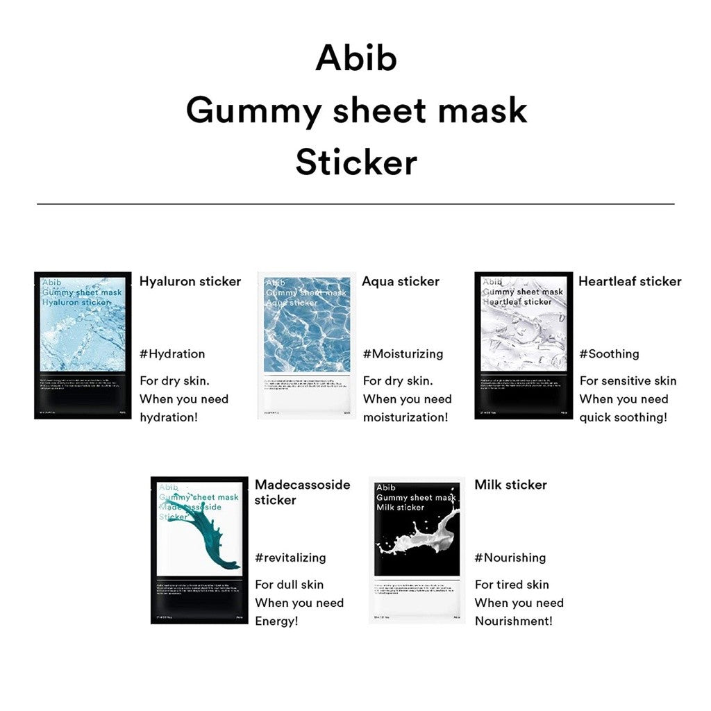 [SET] Abib Mild Acidic pH Gummy Hyaluron Sticker Sheet Mask  27ml*10sheets