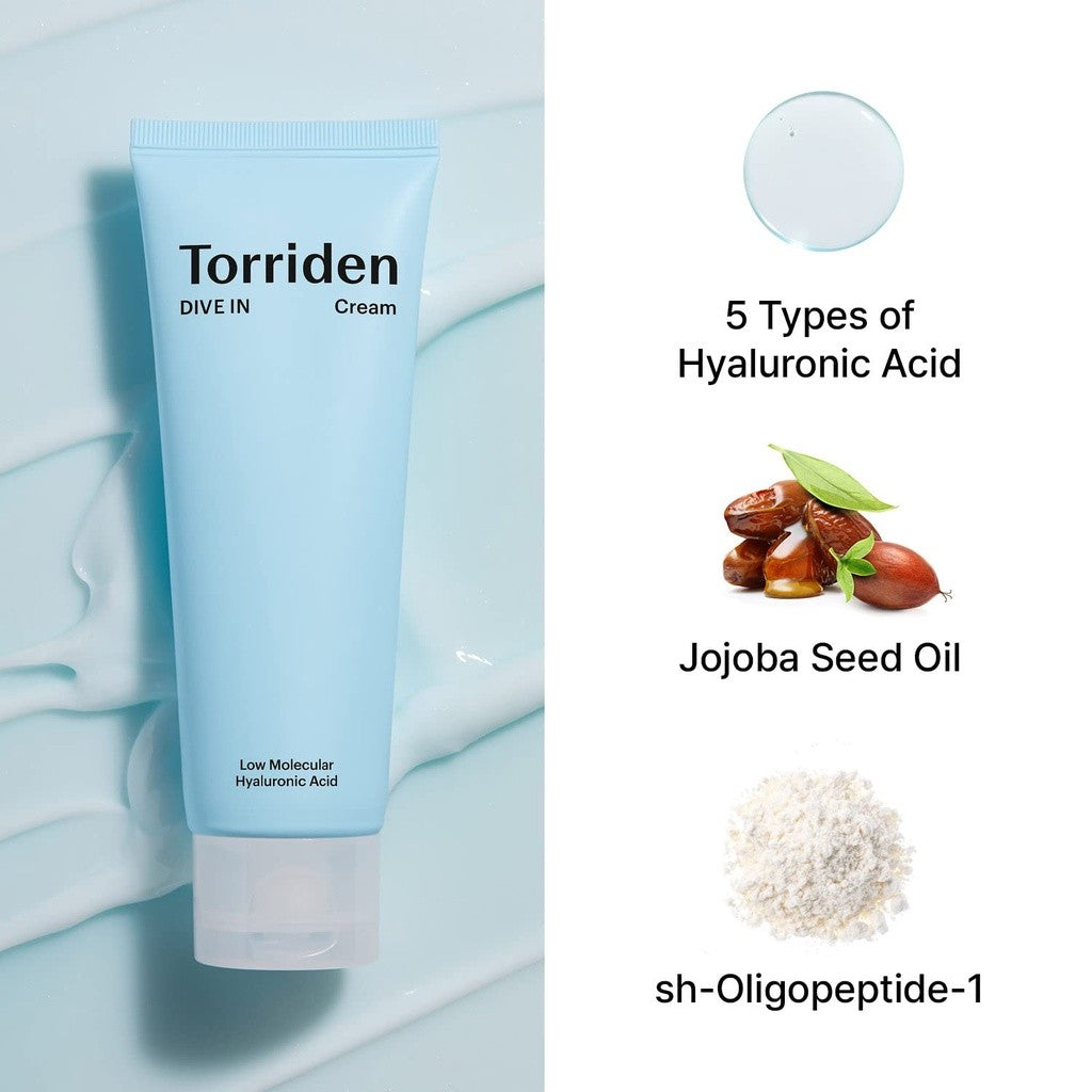 Torriden DIVE-IN Low-Molecular Hyaluronic Acid Cream 80ml / 2.71 fl oz | Facial Moisturizer for Sensitive, Oily Skin