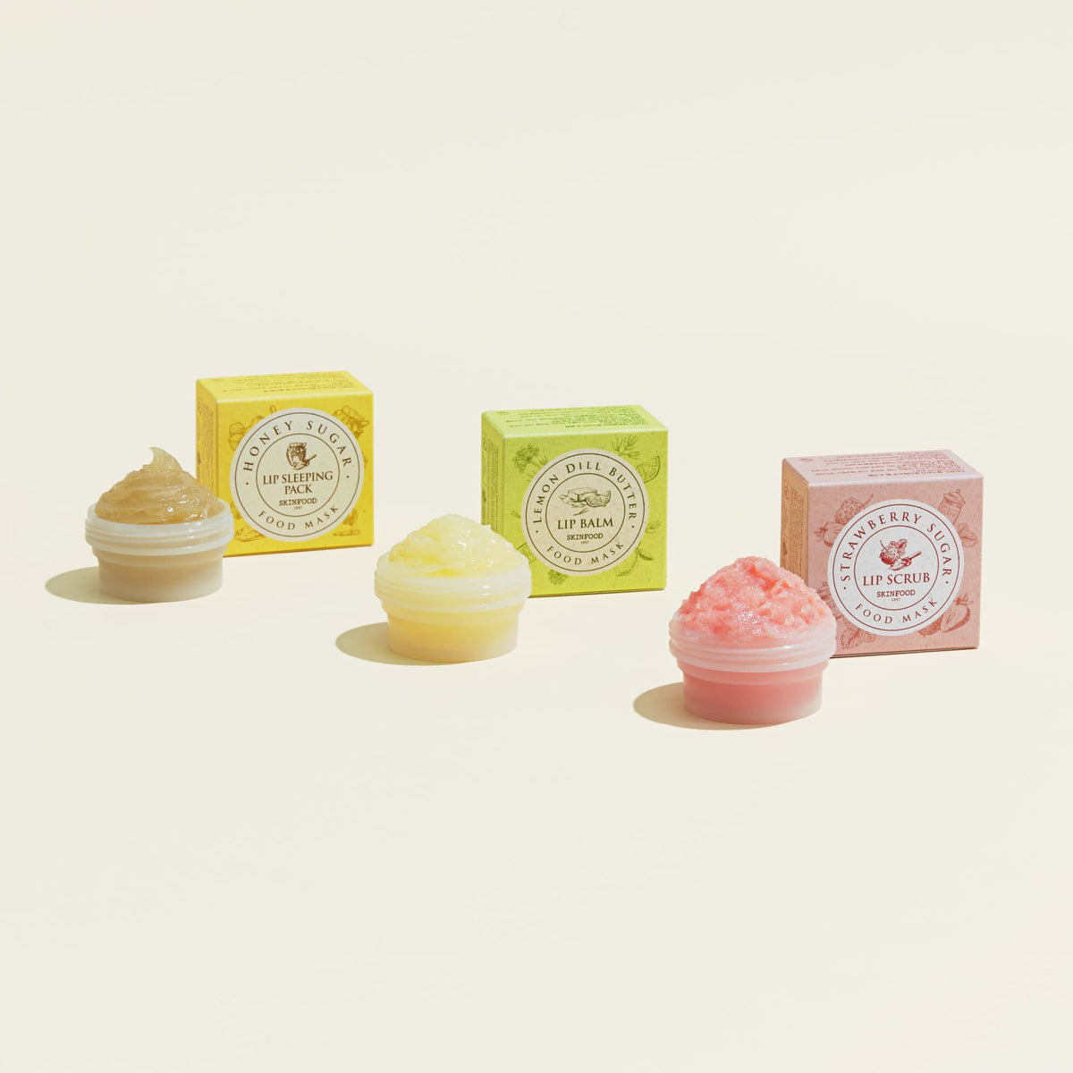 SKINFOOD Food Mask Lip Scrub 21ml (3 Types) │ Strawberry Sugar Lip Scrub / Lemon Dill Butter Lip Balm / Honey Sugar Lip Sleeping Pack