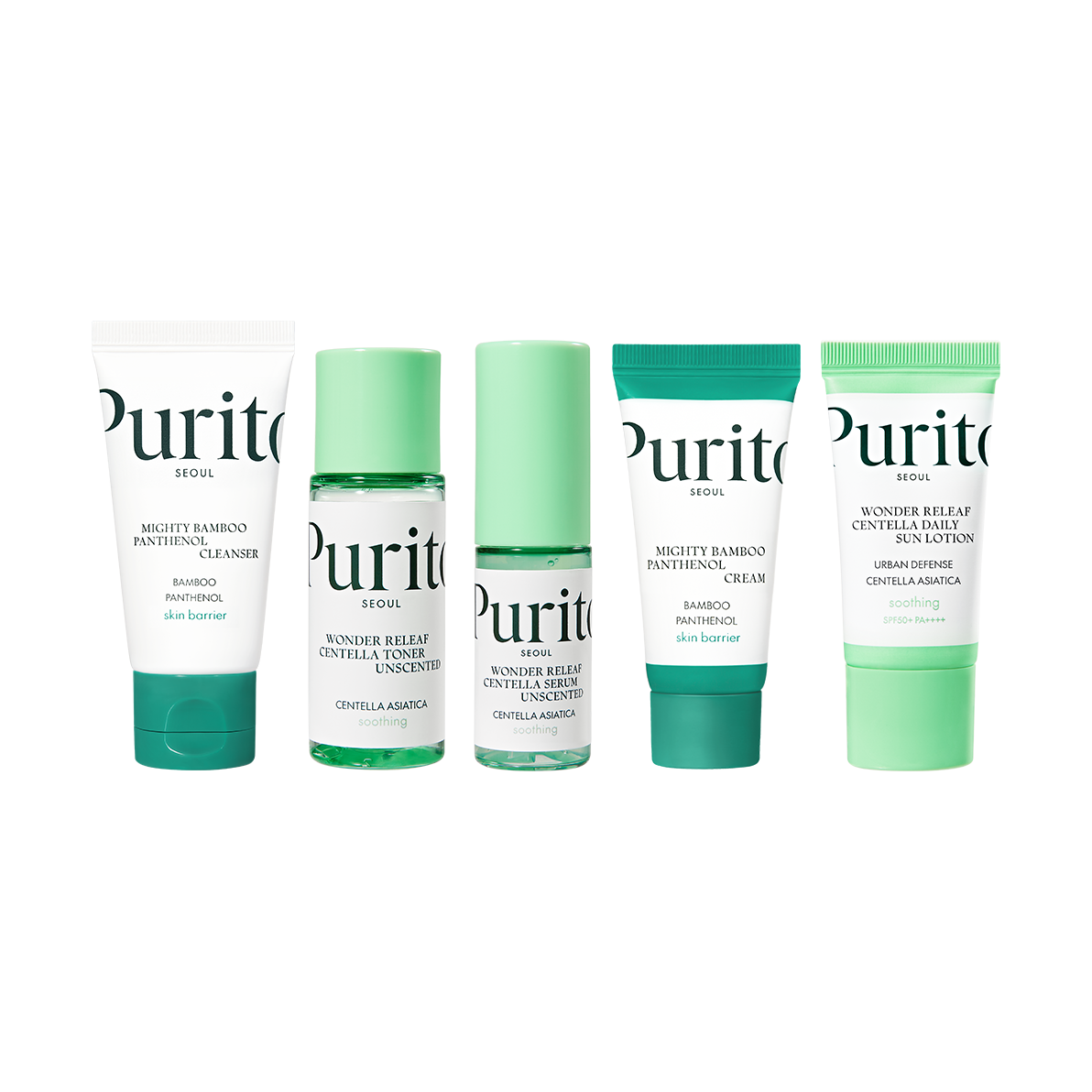 PURITO SEOUL Best Kit, 5-Piece Travel Skincare Set