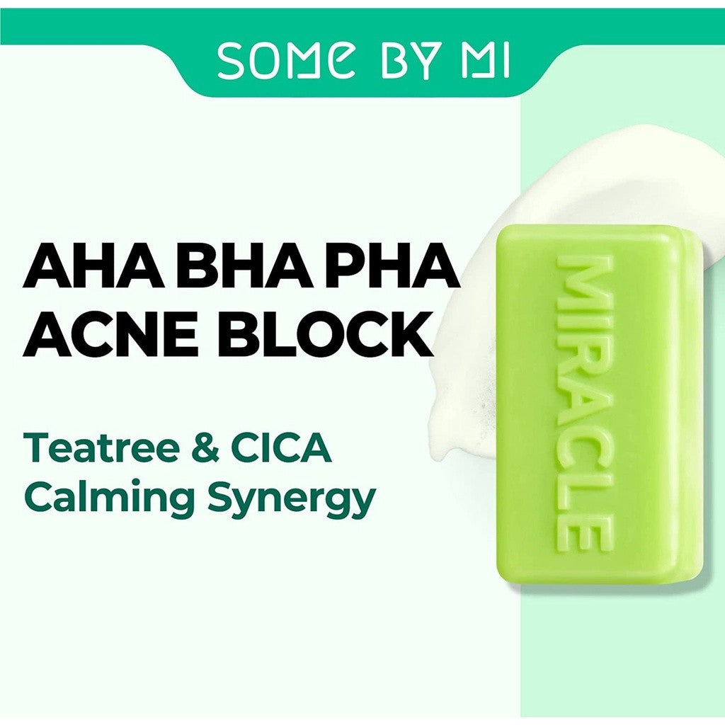 SOME BY MI AHA BHA PHA 30 Days Miracle Cleansing Bar - 3.73Oz, 106g - Mild Exfoliating Body Cleansing Soap - Moisturizing Effect, Pore and Sebum Care for Sensitive Skin - Body Skin