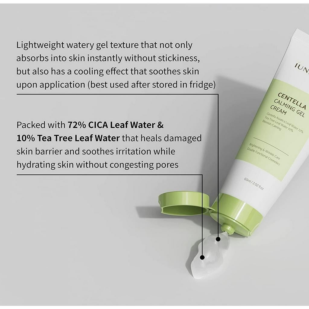 IUNIK Centella Calming Gel Cream 60mL, Vegan Non-Sticky Face Moisturizer